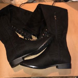 Yoki Brand Black suede knee high boots